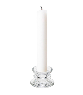 Tradineur - Pack de 5 portavelas de vidrio, soportes para velas cilíndricas, alargadas, decoración, centros de mesa, Navidad, bodas, fiestas - 5,7 x 3,8 cm