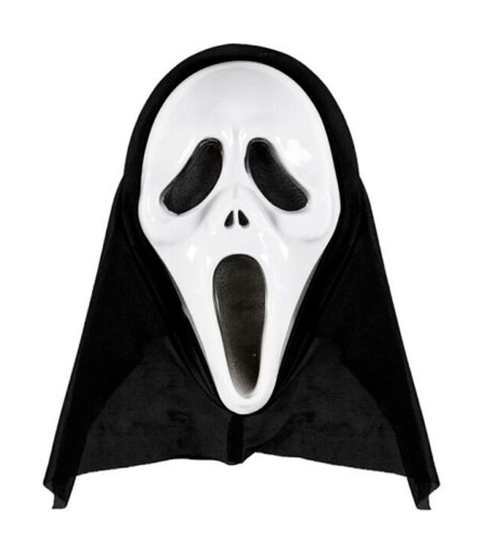 Tradineur - Máscara Scream de plástico, careta, complemento para disfraces de carnaval, Halloween, cosplay, fiestas (Adulto, 32 x 20 cm, negro y blanco)