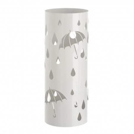Paragüero metálico redondo diseño de paraguas y gotas 49 x 19,5 cm, soporte para paraguas con recipiente de plástico, ideal para