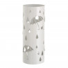 Paragüero metálico redondo diseño de paraguas y gotas 49 x 19,5 cm, soporte para paraguas con recipiente de plástico, ideal para