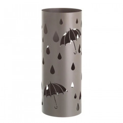 Paragüero metálico redondo diseño de paraguas y gotas 49 x 19,5 cm, soporte para paraguas con recipiente de plástico, ideal para