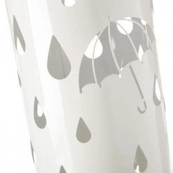 Paragüero metálico redondo diseño de paraguas y gotas 49 x 19,5 cm, soporte para paraguas con recipiente de plástico, ideal para