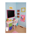 Tradineur - Papelera de plástico infantil decorada, cubo de basura cilíndrico para estudio, dormitorio de niños (Conejita, 25,5 x 21,5 cm, 6 litros)