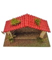 Tradineur - Cueva, portal 14,5 x 26,5 x 10 cm para figuras del nacimiento de 8 cm, pesebre para belén navideño, corcho y resina, figura decorativa navidad, decoración tradicional