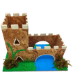 Tradineur - Castillo con río para Belén, corcho, edificio decorativo para nacimiento, pesebre, adorno artesano, Navidad, 11 x 15,4 x 8,8 cm