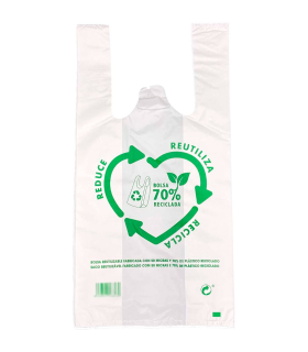 Tradineur - Pack de 150 bolsas de plástico reutilizables tipo camiseta, gran resistencia, cumplen normativa, aptas para uso alimentario (40 x 50 cm)