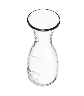 Tradineur - Decantador de cristal con boca ancha, botella, recipiente sin tapón para bebidas, vino, leche, batidos, zumos, salsas, frigorífico (1 litro - 26 x 10 cm)