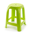 Tradineur - Taburete de plástico con asiento de 26 x 26 cm y reposapiés, banqueta multiusos, cocina, salón, baño, hogar, fabricado en España (Verde pistacho, 46,2 x 36,5 x 37 cm)