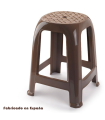 Tradineur - Taburete de plástico con reposapiés, asiento de 26 x 26 cm, banqueta multiusos, cocina, salón, baño, hogar, fabricado en España (Topo, 46,2 x 36,5 x 37 cm)