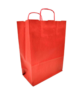 Tradineur - Pack de 50 bolsa Kraft "M" - Ideal para guardar tus regalos de navidad, fin de años o año nuevo - 27 x 37 cm - Color Rojo