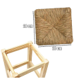 Tradineur - Taburete cuadrado de madera con asiento de rafia - banqueta con reposapiés y asiento de fibra natural para restaurante - 35 x 33 x 33 cm