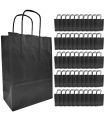 Tradineur - Pack de 50 bolsa Kraft "L" - Ideal para guardar tus regalos de navidad, fin de años o año nuevo - 32 x 40 cm - Color Negro