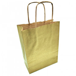 Tradineur - Pack de 50 bolsa Kraft "M" - Ideal para guardar tus regalos, fin de año, año nuevo, Navidad - 27 x 37 cm - Color Oro