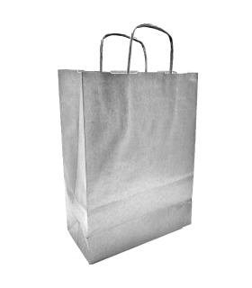 Tradineur - Pack de 50 bolsa Kraft "M" - Ideal para guardar tus regalos de navidad, fin de años o año nuevo - 27 x 37 cm - Color Plata