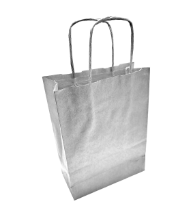 Tradineur - Pack de 50 bolsa Kraft "M" - Ideal para guardar tus regalos de navidad, fin de años o año nuevo - 27 x 37 cm - Color Plata