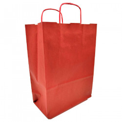 Tradineur - Pack de 50 bolsa Kraft "L" - Ideal para guardar tus regalos, fin de año, año nuevo, Navidad - 32 x 40 cm - Color Roj