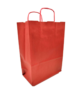 Tradineur - Pack de 50 bolsa Kraft "L" - Ideal para guardar tus regalos de navidad, fin de años o año nuevo - 32 x 40 cm - Color Rojo