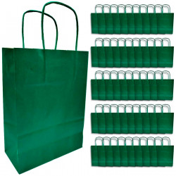 Tradineur - Pack de 50 bolsa Kraft "M" - Ideal para guardar tus regalos, fin de año, año nuevo, Navidad - 27 x 37 cm - Color Ver
