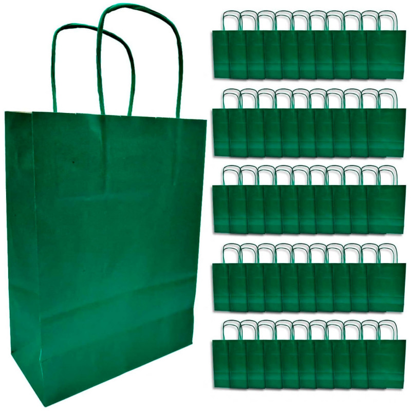 Tradineur - Pack de 50 bolsa Kraft "M" - Ideal para guardar tus regalos, fin de año, año nuevo, Navidad - 27 x 37 cm - Color Ver Tradineur - Pack de 50 bolsa Kraft "M" - Ideal para guardar tus regalos, fin de año, año nuevo, Navidad - 27 x 37 cm - Color Ver
