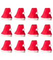 Tradineur - Pack de 12 gorros de Papá Noel para niños, poliéster, accesorio navideño, sombrero, Navidad, fiestas, carnaval (Talla infantil, 25 x 36 cm)