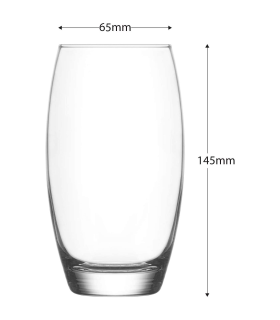 Tradineur - Set de 6 vasos altos de cristal “Empire” para cócteles, combinados, refrescos, agua, aptos para lavavajillas, fiestas (510 ml, 14,5 x 6,5 cm)