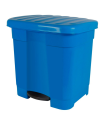 Tradineur - Cubo de basura azul con pedal 46 litros plástico 45,5 x 43,5 x 39 cm. Contenedor de basura, papelera con separador para colocar dos bolsas,  fabricado en España