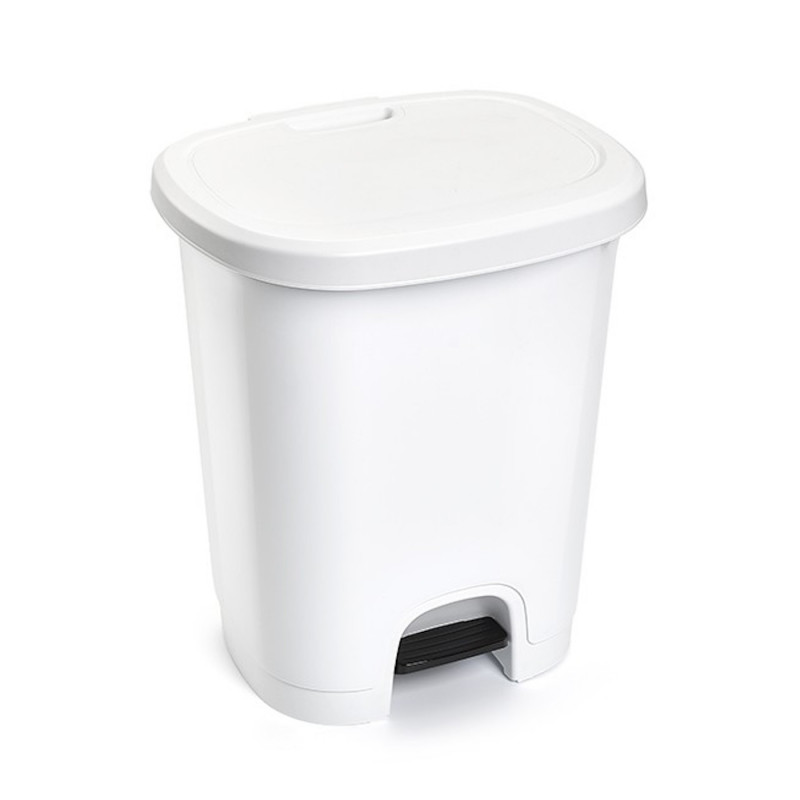 Tradineur - Cubo de basura con pedal - Fabricado en Plástico - Capacidad de 27 Litros - 45 x 38 x 32 cm - Color Blanco. Tradineur - Cubo de basura con pedal - Fabricado en Plástico - Capacidad de 27 Litros - 45 x 38 x 32 cm - Color Blanco.