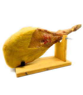 Tradineur - Jamonero de madera, modelo Luna, soporte para pata y paleta de jamón serrano e ibérico con agarres metálicos, fácil montaje, fabricado en España - 21,5 x 39,5 x 16,5 cm - Modelo aleatorio