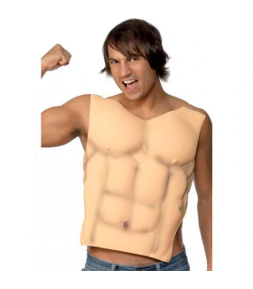 Torso musculoso de chico en color piel para jóvenes y adultos para carnaval, Halloween, fiestas de cumpleaños y celebraciones. Tamaño: 51 x 43 x 6 cm