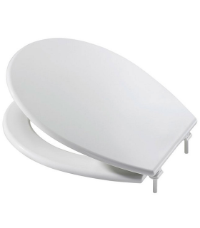 Tradineur - Tapa de WC universal, asiento de polipropileno para inodoro, bisagras ajustables, montaje rápido, fácil de limpiar (Blanco, 44,7 x 38 cm)