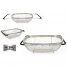 Tradineur - Escurridor de acero inoxidable para fregadero, incluye asas extensibles y malla fina, colador para verduras, pasta,