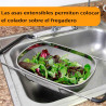 Tradineur - Escurridor de acero inoxidable para fregadero, incluye asas extensibles y malla fina, colador para verduras, pasta,