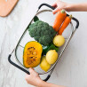 Tradineur - Escurridor de acero inoxidable para fregadero, incluye asas extensibles y malla fina, colador para verduras, pasta,