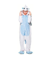 Disfraz, pijama unicornio, fibra sintética, incluye mono con capucha, carnaval, halloween, cosplay, fiestas, adulto unisex, blanco y azul, talla M