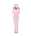 Tradineur - Disfraz de unicornio, pijama, fibra sintética, incluye mono con capucha, carnaval, Halloween, cosplay, fiestas, adulto unisex, talla S, Rosa/Fucsia