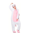 Tradineur - Disfraz unicornio, pijama, fibra sintética, incluye mono con capucha, carnaval, Halloween, cosplay, fiestas, adulto unisex, talla M, Rosa/Fucsia