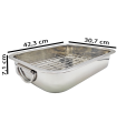 Tradineur - Bandeja de horno con asas abatibles y grill, acero inoxidable, fuente rectangular para asar con rejilla, rustidera de cocina, 40 cm