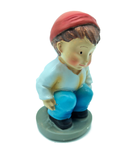 Tradineur - Figura de caganer para Belén - Estilo naïf - Marmolina - Adorno divertido para nacimiento, Navidad, decoración tradicional, 10 x 5,5 x 4 cm