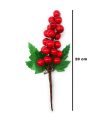 Tradineur - Pack de 6 ramos de acebo con bayas rojas, espuma de poliestireno, decoración festiva, adornos Navidad, árbol, jarrones, 20 cm