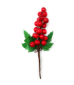 Tradineur - Pack de 6 ramos de acebo con bayas rojas, espuma de poliestireno, decoración festiva, adornos Navidad, árbol, jarrones, 20 cm