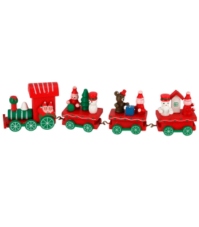 Tradineur - Tren de Navidad decorativo con figuras, madera y hierro, adornos festivos originales, hogar, 22 x 5 x 2,5 cm, color aleatorio