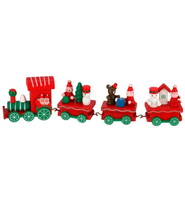 Tradineur - Tren de Navidad decorativo con figuras, madera y hierro, adornos festivos originales, hogar, 22 x 5 x 2,5 cm, color aleatorio