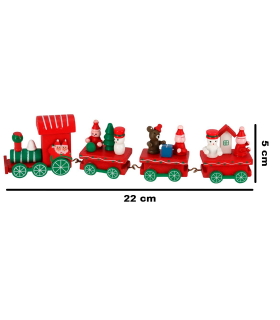 Tradineur - Tren de Navidad decorativo con figuras, madera y hierro, adornos festivos originales, hogar, 22 x 5 x 2,5 cm, color aleatorio