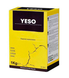 Tradineur - Yeso fino en polvo, sujeción de marcos, ventanas, cajas y tubos de conducción eléctrica, tapar agujeros, albañilería, reparaciones, 1 kg, modelo aleatorio