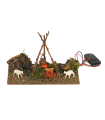 Tradineur - Fogata LED a pilas para belén navideño 9,5 x 15,5 x 9 cm, resina, hoguera luminosa, fuego, figura para nacimiento, pesebre, navidad, decoración tradicional, modelo aleatorio