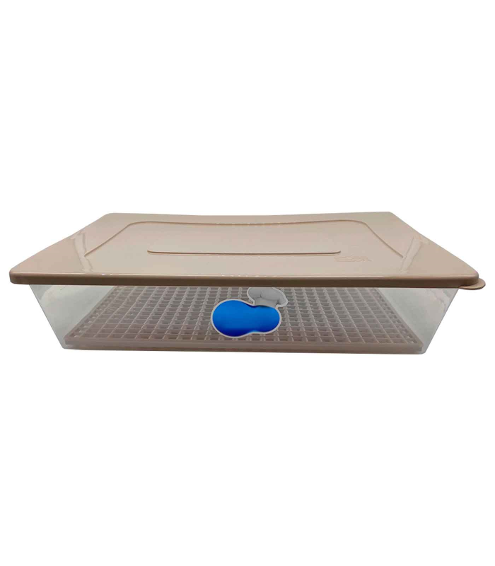 Kozzi - Caja rectangular de plástico con rejilla interior 9 x 35,5 x 26 cm, recipiente contenedor de alimentos para frigorífico, caja organizadora nevera verduras, frutas, color aleatorio