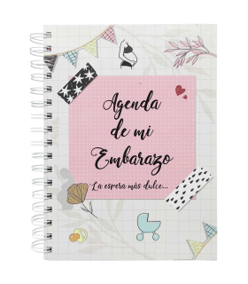 Tradineur - Agenda de mi embarazo, diario embarazada, semana a semana, encuadernación de espiral y tapa dura, recuerdos, 96 páginas, 16 x 22 cm