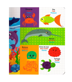 Libro infantil de modelos surtidos de 3 idiomas de 20,5 x 16,6 cm. Cuaderno divertido para niños, modelos de animales aleatorios.