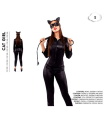 Tradineur - Disfraz de cat girl para adulto, catwoman, poliéster, incluye mono, diadema y antifaz, atuendo de carnaval, Halloween, cosplay (Mujer, Talla S)