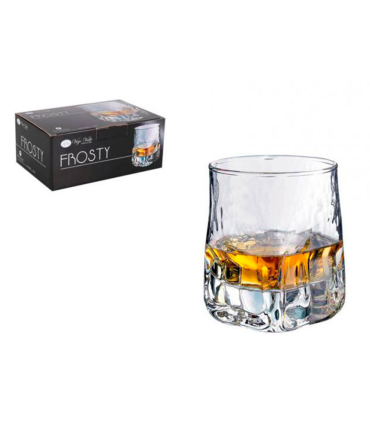 Set de 6 vasos de cristal 33 cl, modelo frosty, juego de vasos con base gruesa para licores, cócteles, vino, cerveza, bar, restaurante, aptos para lavavajillas